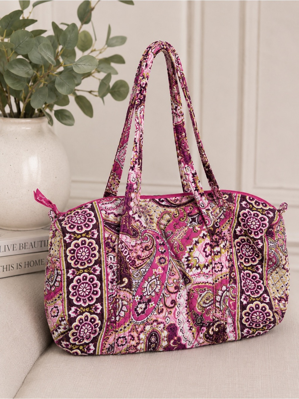 Vera Bradley Pink Paisley Quilted Tote